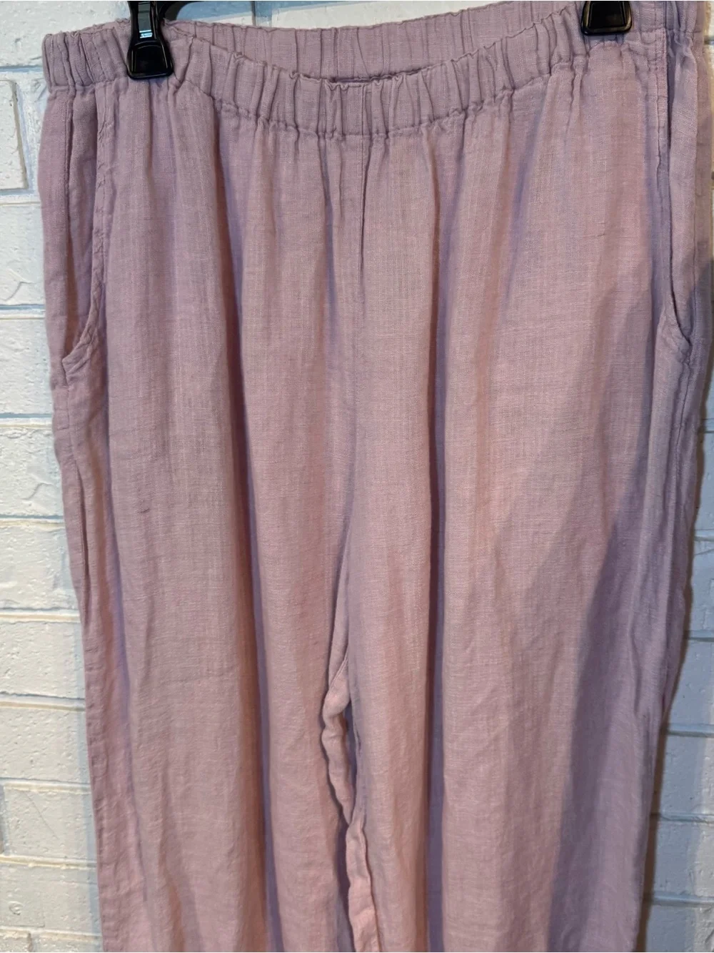 Vintage 90s Flax 100% Linen Lavender Shirt and Pants Set Womens L